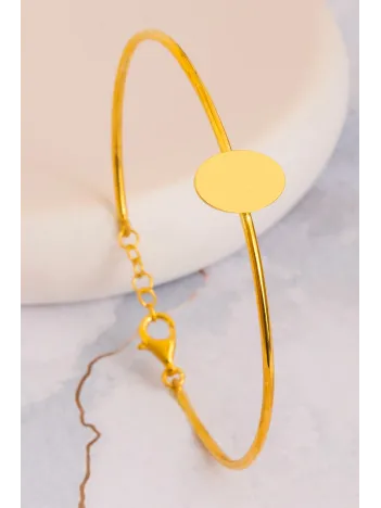 Kadın Gümüş Bileklik - El Yapımı Gümüş Elips Motifli Kadın Bileklik Kelepçe