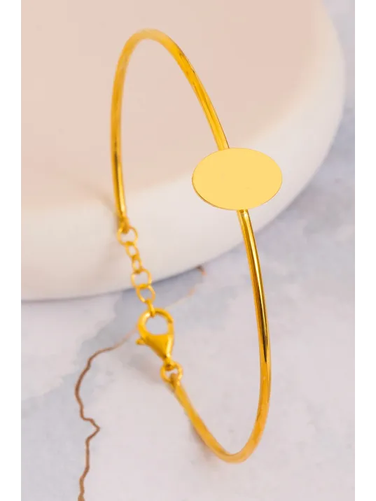 Kadın Gümüş Bileklik - El Yapımı Gümüş Elips Motifli Kadın Bileklik Kelepçe