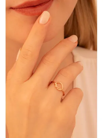 Kadın Gümüş Yüzük - El İşçiliği Rose Kaplama Aşk Düğümü Model 2 Kadın Yüzük