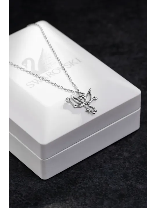 Kadın Gümüş Kolye - Swarovski Taşlı Zirconia Peri Kızı Motifli Kadın Kolye