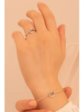 Kadın Gümüş Set - El İşçiliği Oksitli Gümüş Aşk Düğümü Model 2 Kadın Set