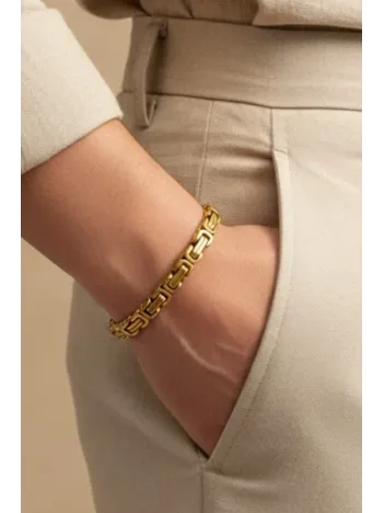 Erkek Çelik Bileklik - 8mm Kral Model Altın Kaplama Çelik Bileklik