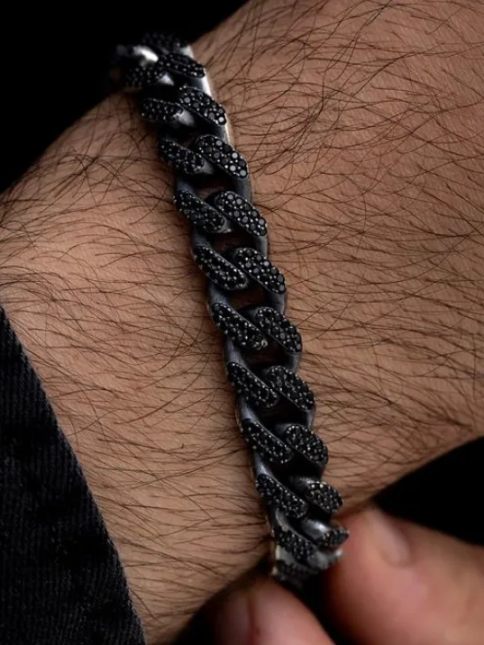 Erkek Gümüş Bileklik -Siyah Zirkon Taşlı Gurmet Gümüş Bileklik Erkek Gümüş Bileklik -Siyah Zirkon Taşlı Gurmet Gümüş Bileklik