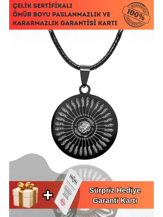 35 Besmele Bayan Erkek Çelik Deri Kolye