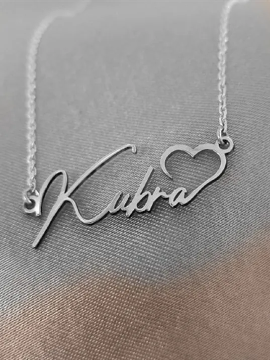 Kalp Gümüş Renk  Gümüş Kolye Zincir Gklgmsısımk