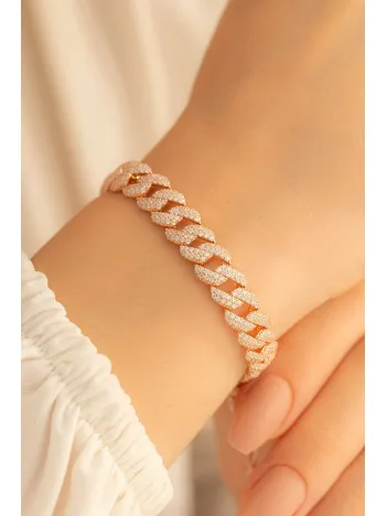 Zirkon Taşlı Rose Gurmet Model Gümüş Bileklik