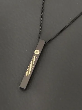 Spotify Şarkı Kodlu Bijuteri Siyah Bar Çubuk Kolye Blok Zincir CKLSPOTYKLY-GMS