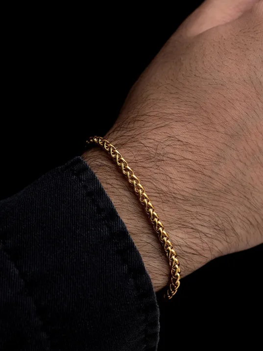 18 Ayar Gerçek Altın Kaplama Spiga Model Çelik Bileklik - Erkek Bileklik - Kadın Bileklik 18 Ayar Gerçek Altın Kaplama Spiga Model Çelik Bileklik - Erkek Bileklik - Kadın Bileklik