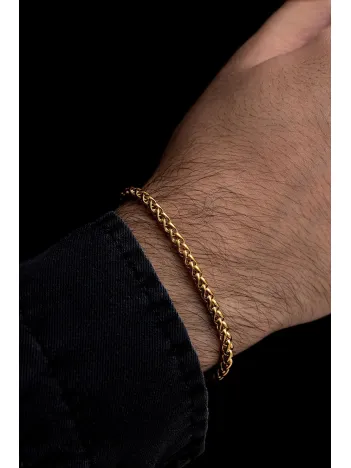 18 Ayar Gerçek Altın Kaplama Spiga Model Çelik Bileklik - Erkek Bileklik - Kadın Bileklik