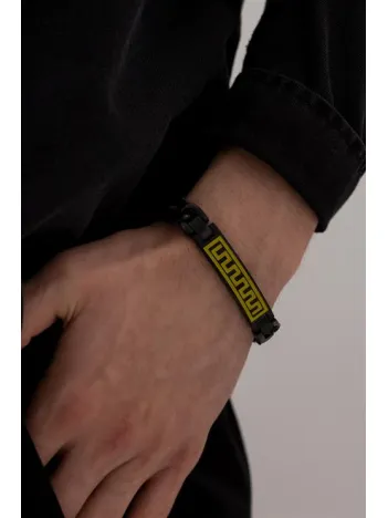 Grek Desenli Siyah Çelik Bileklik