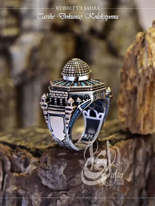 İslam Usta Tasarımı Kubbetüs Sahra Gümüş Erkek Yüzük