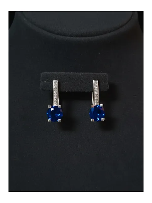 Kadın Gümüş Kolye Bileklik Küpe Set - Lacivert Safir Taşlı Tektaş Model Set
