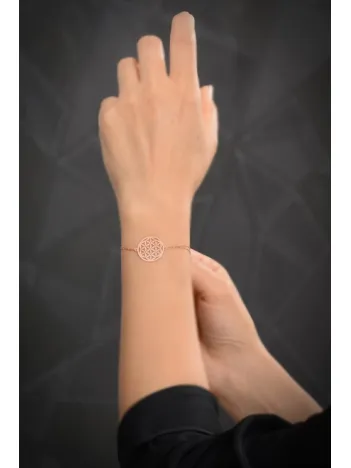 Rose Yaşam Çiçeği Model 4 Kadın Gümüş Bileklik GBLYSMCCGM4-ROS