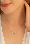 Kadın Gümüş Kolye - Rose Altın Kaplama Zirkon Taşlı Kalp Motifli Gümüş Kolye