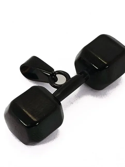 Paslanmaz Çelik Siyah Dambıl Dumbell Erkek Kolye Ucu Küçük Boy