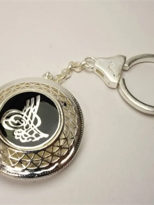 Tuğralı Ve Iyı Diriliş Bayraklı 925 Ayar Gümüş Anahtarlık 24gr