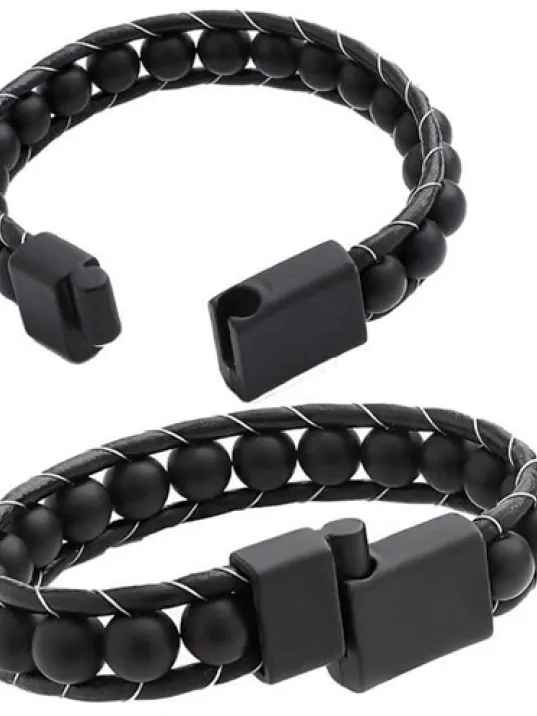 Oniks Doğaltaş Erkek Deri Bileklik Oniks Doğaltaş Erkek Deri Bileklik