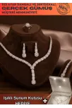 Kadın Gümüş Takı Seti - Perihan Baget Taşlı Zirkon Süslemeli Kolye, Bileklik, Yüzük, Küpe Tam Set