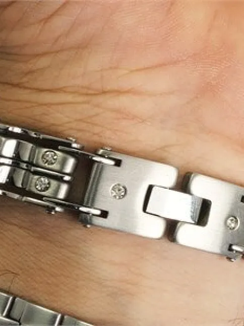 Kristal Taşlı 316L Paslanmaz Çelik Erkek Bileklik