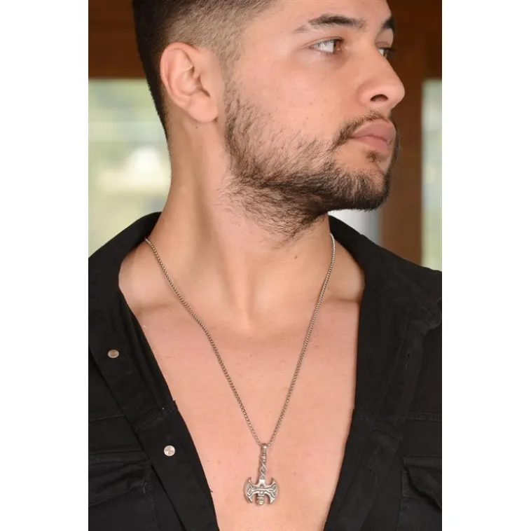 Ottoman Motifli Çift Taraflı Balta Model Çelik Erkek Kolye Zincir CKLBLTMDLKL-GMS Ottoman Motifli Çift Taraflı Balta Model Çelik Erkek Kolye Zincir CKLBLTMDLKL-GMS