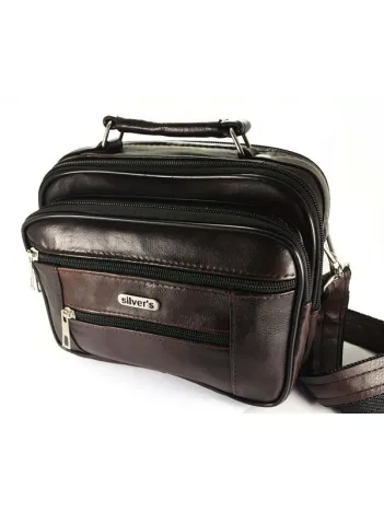 Silver’s Marka Hakiki Deri Erkek Deri Çanta Çelik Kasalı Orta Boy