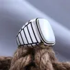 Beyaz Sedef Taşlı Özel Seri Erkek Gümüş Yüzük Beyaz Sedef Taşlı Özel Seri Erkek Gümüş Yüzük