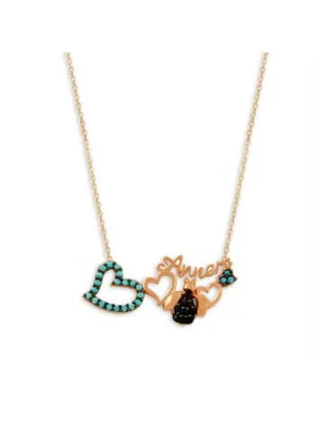 SENİ SEVİYORUM ANNEM UĞURBÖCEKLİ MODEL BAYAN GÜMÜŞ KOLYE