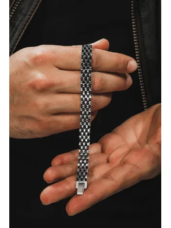 Erkek Gümüş Bileklik - Bukle Model Tasarım Erkek Bileklik