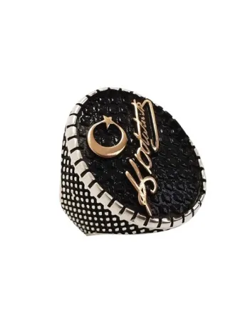 Atatürk İmzalı Yılan Derisi Desenli Erkek Gümüş Yüzük