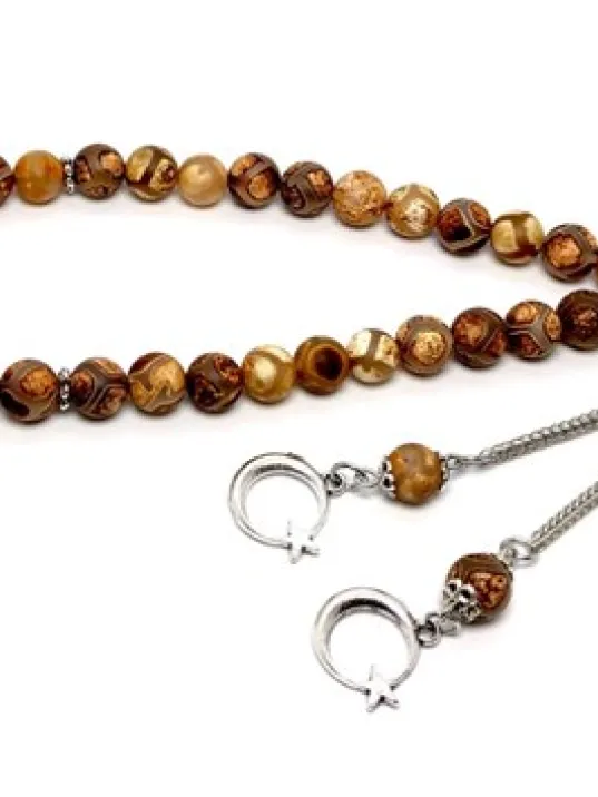 Tibet Akiği Doğaltaş Tespih Toprak