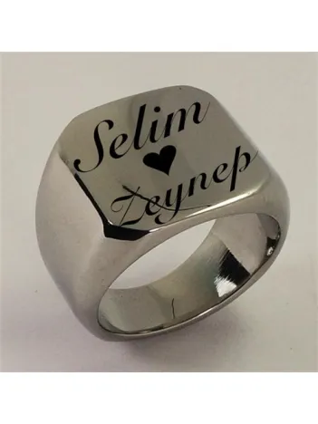 Yazı Yazılabilen Paslanmaz Çelik Erkek Yüzük