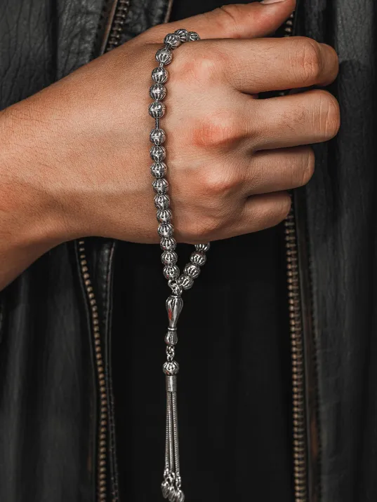 Erkek Tesbih - Vuslat Oksitli 925 Ayar Gümüş Erkek Tespih Küçük Boy 29gr Erkek Tesbih - Vuslat Oksitli 925 Ayar Gümüş Erkek Tespih Küçük Boy 29gr