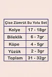 Çise Bayan Zümrüt Taşlı Gümüş Su Yolu Set - Kolye, Bileklik, Küpe, Yüzük