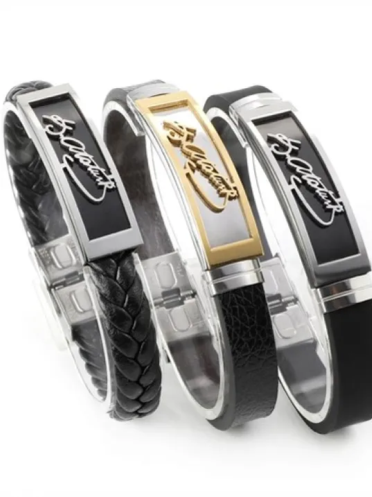 Atatürk İmzalı Erkek Çelik Deri Kauçuk Bileklik Paslanmaz Ve Kararmaz