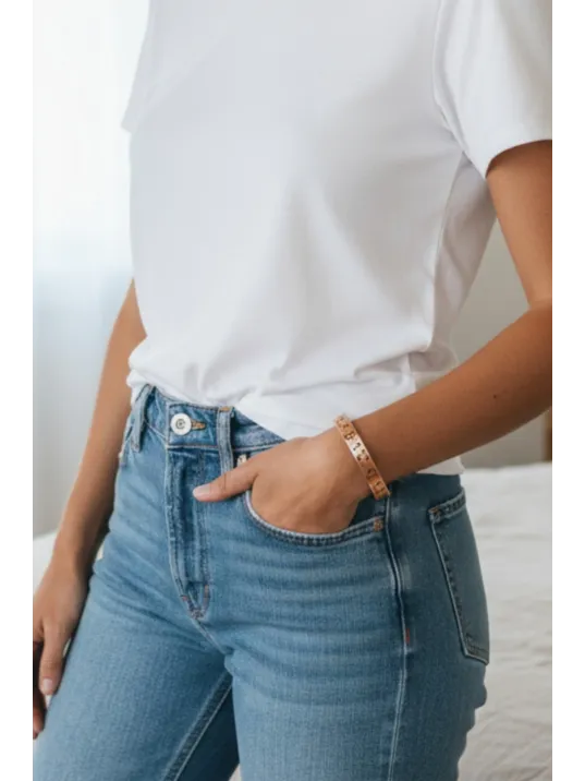 Erkek Kadın Bakır Bileklik - Notalı Melodi Model İnce Erkek Kadın Bileklik Bilezik