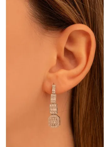 Kadın Gümüş Küpe - Berlin Baget Taşlı Model Kadın Küpe