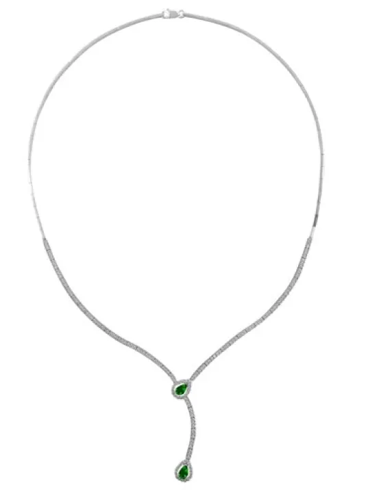 Çağıl Zümrüt Taşlı Bayan Gümüş Kolye