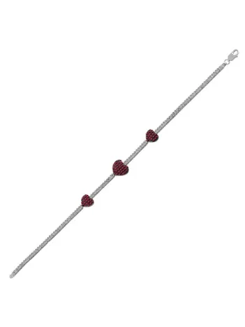 Arya Yakut Taşlı Su Yolu Bayan Gümüş Bileklik