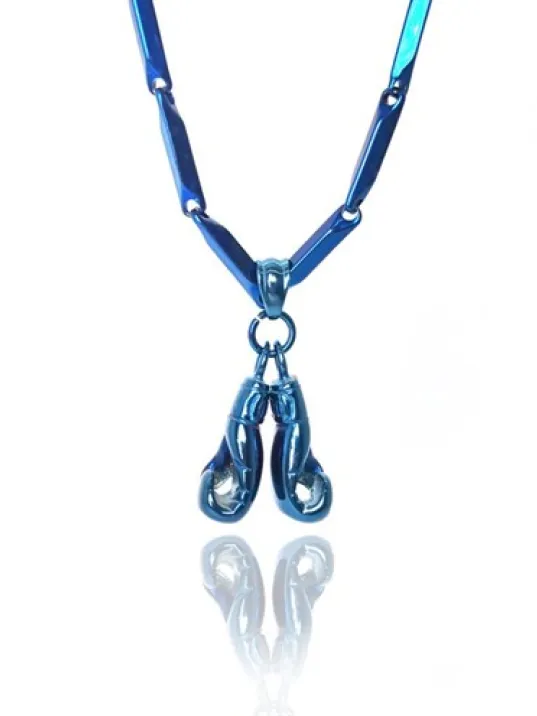 Piano Lacivert Çift Boks Eldiveni Çelik Erkek Kolye Zincir CKLMAVCBKOS