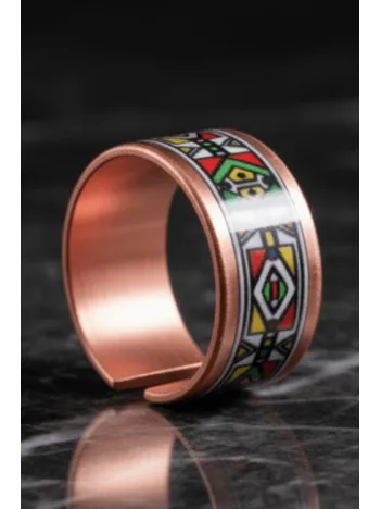 Kadın Bakır Yüzük - Elena Model Özel Baskı Metal Kutu Ve Kuvars Taşı