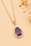 Damla Model Mistik Topaz Taşlı Kadın Gümüş Kolye GKLMSTKTPZ1-ROS