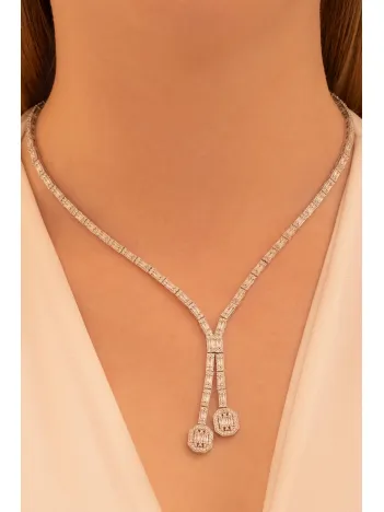 Kadın Gümüş Kolye - Merlin Baget Taşlı Model Kadın Kolye