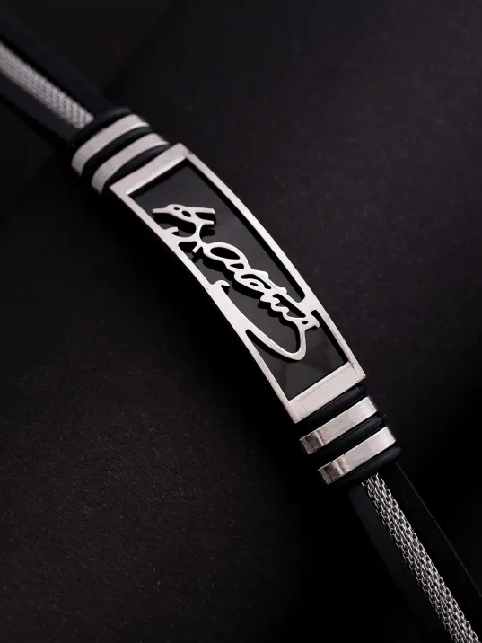 Erkek Çelik Bileklik - Mustafa Kemal Atatürk İmzalı Kauçuk Çelik Bileklik