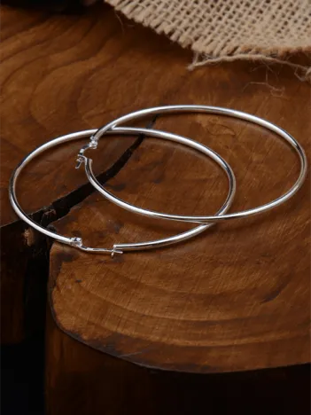 Ottoman 55mm Halka Kesim Yuvarlak Model 925 Ayar Gümüş Kadın Küpesi - GKPYVRLKGMS-GMS