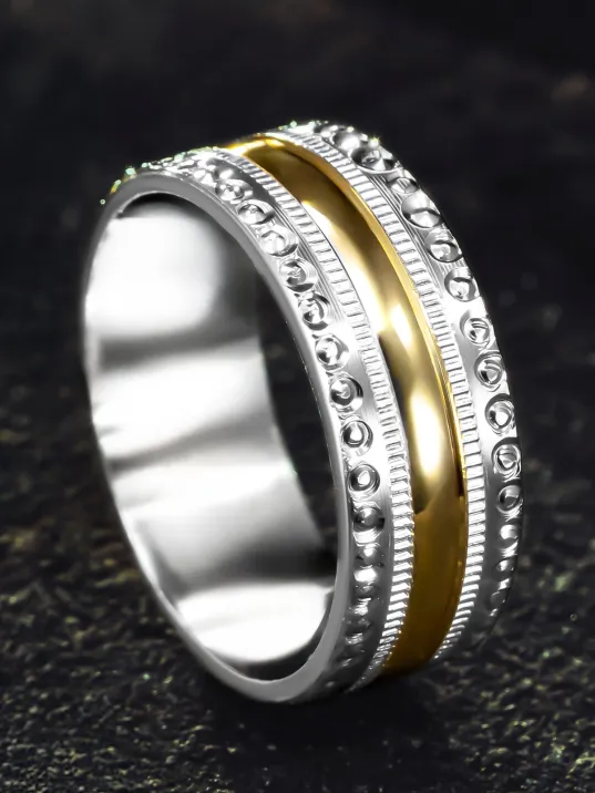 Kadın Gümüş Alyans - Sarı Ve Beyaz Altın İşlemeli Kadın Yüzük Kadın Gümüş Alyans - Sarı Ve Beyaz Altın İşlemeli Kadın Yüzük