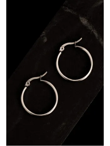 Bayan Çelik Halka Kesim Yuvarlak Model Çelik Paslanmaz Kadın Küpesi