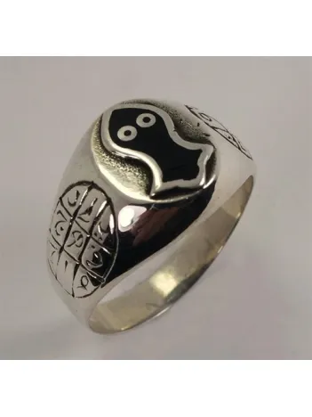 Nalı Şerif Ve Ebced Figürlü Gümüş Erkek Serçe Parmak Yüzüğü