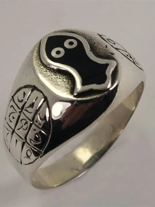 Nalı Şerif Ve Ebced Figürlü Gümüş Erkek Serçe Parmak Yüzüğü