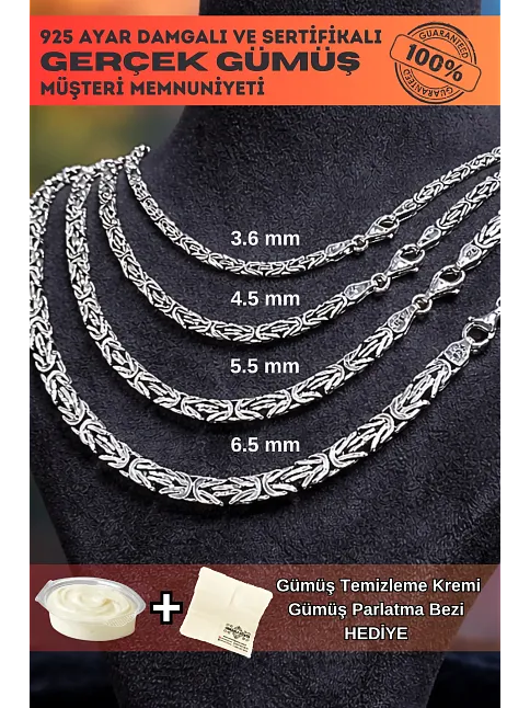 Erkek Gümüş Kolye - Dikdörtgen Kesim Yassı Kral Gümüş Kolye