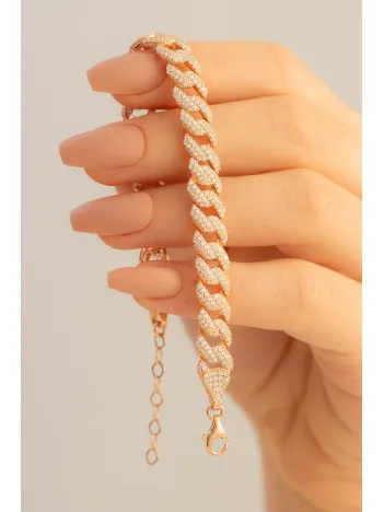 Zirkon Taşlı Rose Gurmet Model Gümüş Bileklik